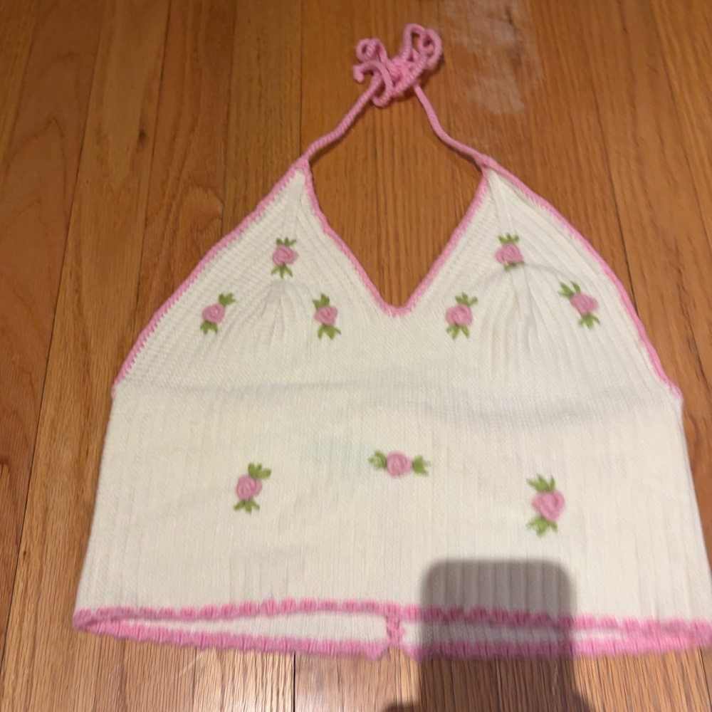 Cider White and Pink Halter Top